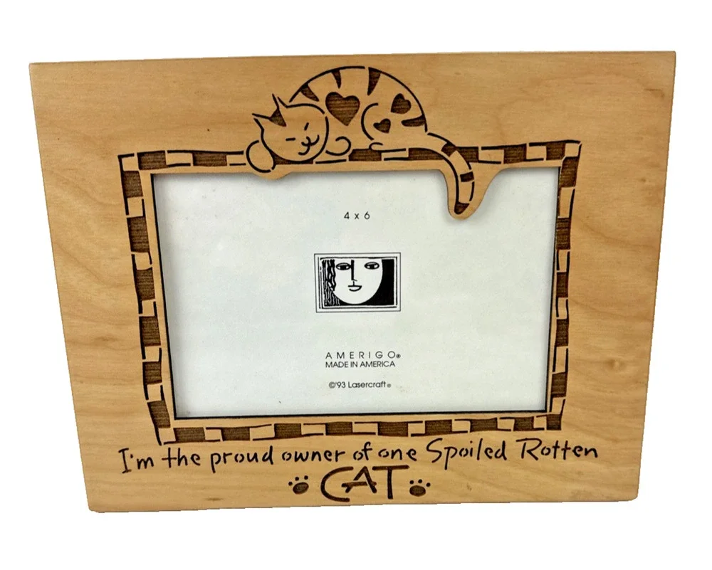 Amerigo Kathy Davis Collection Laser Cut Wood cat Easel Back Picture Frame kitty